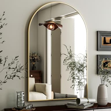 HARRITPURE Arched Wall Mirror 24"x36" – Gold Metal Frame Vanity Mirrors for Bedroom, Entryway, Living Room Decor - Image 8