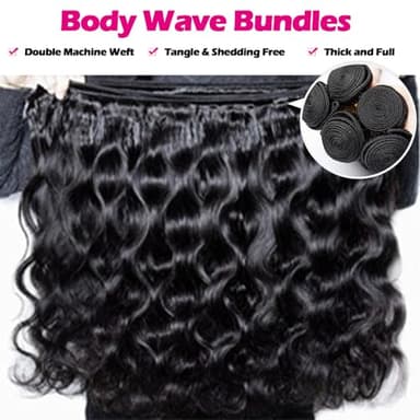 12A Human Hair Bundles with Closure 16 18 20 with 14 Inch Brazilian Body Wave 3 Bundles Human Hair with 4x4 HD Lace Closure 100% Unprocessed Virgin Human Hair Weave - Image 5