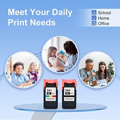 PG-240 XL/CL-241 XL Ink Cartridges Replacement for Canon 240XL 241XL Combo Pack 240 241 for Canon PIXMA MG3620 TS5120 MG3520 MG3600 MG3220 MX472 Printer (1 Black, 1 Tri-Color, 2 Pack) - Image 7