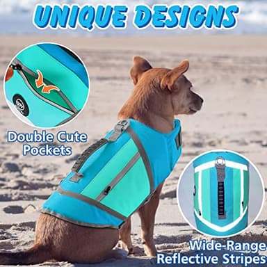 EMUST Dog Flotation Vest, High Visibility Life Vests for Dogs with High Buoyancy, Heavy-Duty Dog Life Jackets for Large Dogs with Adjustable Straps for Pugs, Boxers, Basset Hounds, Blue, L - Image 3