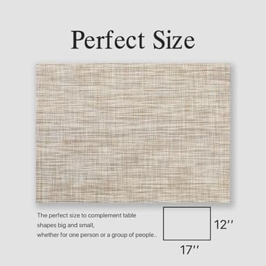 Placemats Set of 4 - Easy Clean Woven Vinyl Placemats for Dining Table, Indoor/Outdoor Place Mats, Washable PVC Table Mats(Caramel) - Image 6