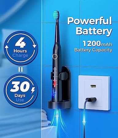 TEETHEORY Sonic Electric Toothbrushes for Adults and Kids, 8 Brush Heads Electric Toothbrush with 40000 VPM Deep Clean 5 Modes, Rechargeable Fast Charge 4 Hours Last 30 Days - Image 7