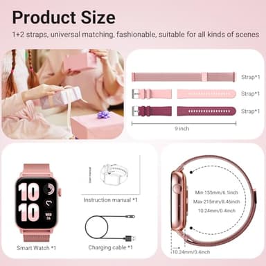 Trendia Smart Watches for Women, 1.83" HD Fitness Tracker (Answer/Make Calls), 120+ Sport Modes with Heart Rate/Sleep Monitor, IP68 Waterproof, 3 Bands, Fitness Watch for iOS Android, Pink - Image 7