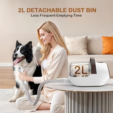 Ozumek Dog Grooming Vacuum, Dog Grooming Kit with Pet Clipper Nail Grinder, 3 Suction Modes Dog Brush Vacuum with 6 Pet Grooming Tools (Brown) - Image 3