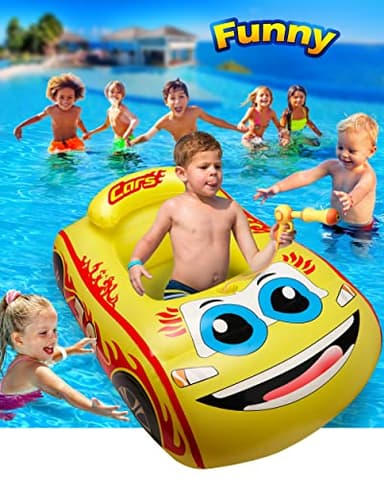 HopeRock Kids Pool Float with Water Gun,Inflatable Ride-on Swimming Pool Toy for Boys Aged 3-8 Years, Toddlers Pool Float Perfect for Summer Fun-Pool Float Kids, Ride-on Swimming Pool Toys(Yellow) - Image 5