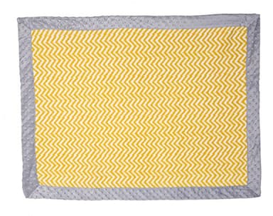 Bacati Ikat Zigzag Chevron with Border Plush Blanket, Yellow/Grey, 30" x 40" - Image 3