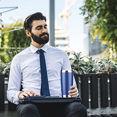 EcoMozz 20oz Tumbler Stainless Steel Vacuum Insulated Mug with Lid, Double Wall Travel Mug, Durable Powder Coated Coffee Cup, Suitable for Ice Drinks and Hot Beverage (New Blue 6 pack) - Image 7