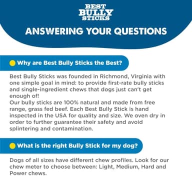 Best Bully Sticks 12 Inch Bully Sticks for Dogs - 10 Count (Pack of 1) - Natural, Easily Digestible, 100% Grass-Fed Beef, Grain and Rawhide Free - Image 7