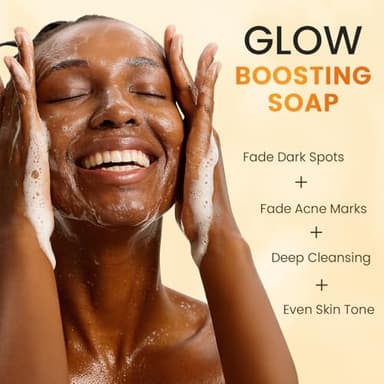 QOOQ Turmeric Kojic Acid Soap for Dark Spots Brightening – Face and Body Wash with Vitamin C, Retinol, Collagen, Vitamin E, Glycerin, Shea Butter & Castile Olive Oil – Soap for Women & Men (120g x 2) - Image 2
