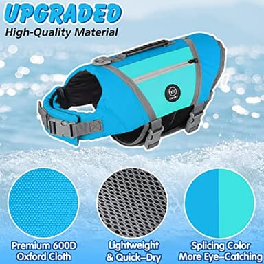 EMUST Dog Flotation Vest, High Visibility Life Vests for Dogs with High Buoyancy, Heavy-Duty Dog Life Jackets for Large Dogs with Adjustable Straps for Pugs, Boxers, Basset Hounds, Blue, L - Image 2