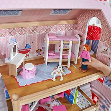 KidKraft Chelsea Doll Cottage Wooden Dollhouse with 16 Accessories, Working Shutters, for 5-Inch Dolls - Image 6