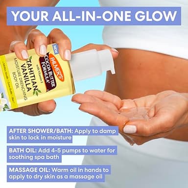 Palmer's Cocoa Butter Formula Body Oil, Moisture Drenching Tahitian Vanilla, 6.5 Oz, 72Hr Hydration with Shea Butter & Vitamin E for Softer Skin, Protects & Soothes Dryness, Dermatologist Approved - Image 6