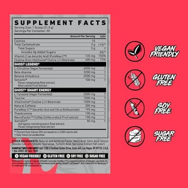GHOST Legend Pre-Workout Powder, Blue Raspberry - 30 Servings – Pre-Workout for Men & Women with Choline, L-Citrulline, & Beta Alanine for Energy & Focus - Image 4