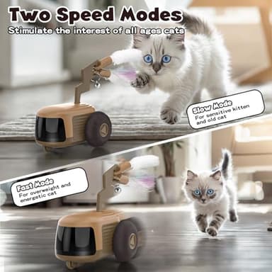 Heuceou Automatic/Remote Control Cat Toy, Smart Obstacle Avoidance Interactive Cat Toys for Indoor Cat, 2-Speed Kitten Toys, Rechargeable Cat Toys for Bored Indoor Adult Cats Turbo Tail 4.0 - Image 2
