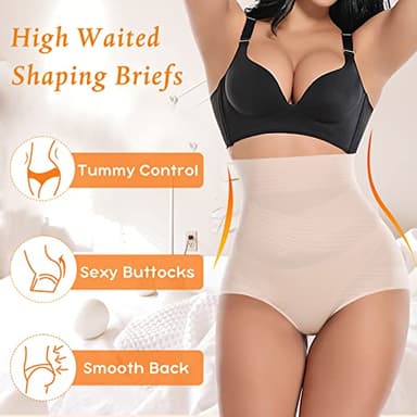 Werena Tummy Control Shapewear Panties for Women High Waisted Body Shaper Slimming Shapewear Underwear Girdle Panty(Beige-smooth Fabric,Medium) - Image 3