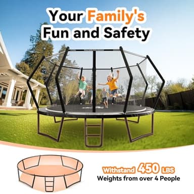 BCAN Trampoline 8FT 10FT 12FT 14FT 15FT 16FT Recreational Trampoline with Enclosure for Kids Adults, ASTM Approved, Outdoor Trampoline with Ladder for Kids - Image 3