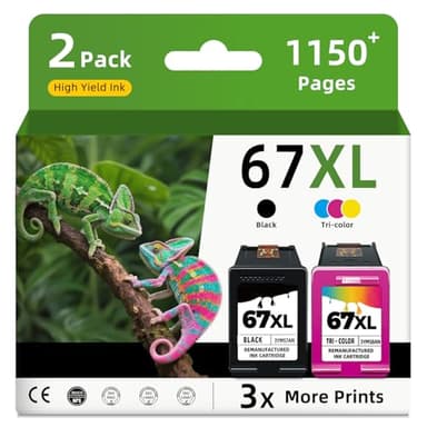 67XL Ink Cartridges Replacement for HP Ink 67 XL Black and Color Combo Pack HP67 HP67XL for 2700 2700e 2752e 2755e 2800e 2855e 2827e 2852e 4100 4100e 4155e 4200e 4227e 4255e 6000 6055e 6455e Printer - Image 1