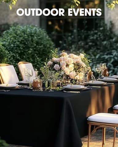 Pureegg Rectangle Table Cloth 60" x 102" – Durable Polyester Tablecloth Offers Reusable & Washable Protection, Ideal for Outdoor Party, Picnic, Wedding, Banquet and Birthday, 2 Pack, Black - Image 4