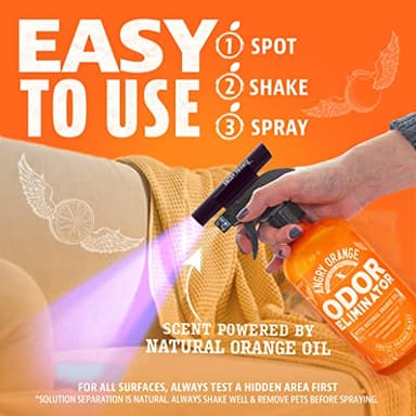 ANGRY ORANGE Pet Odor Eliminator Kit for Dog/Cat Urine - Citrus - 24 oz + UV Flashlight - Image 5
