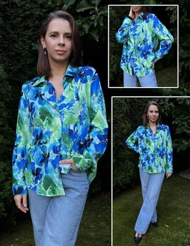 Zeagoo Button Down Shirts for Women Business Casual Blue Floral Dressy Tops Long Sleeve Work Blouses Spring Outfit - Image 2