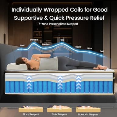 LETMOON Firm King Size Mattress, 12 Inch Gel Memory Foam Hybrid Mattress King Bed in a Box, Pressure & Pain Relief, Individual Pocket Spring, Edge Support, CertiPUR-US - Image 4