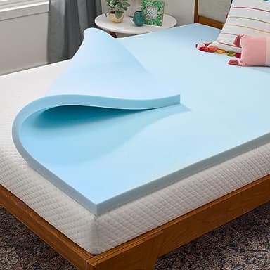 LINENSPA Memory Foam Mattress Topper - 2 Inch Gel Infused Memory Foam - Plush Feel - Cooling and Pressure Relieving - CertiPUR Certified - Dorm Room Essentials - Queen Size - Image 1