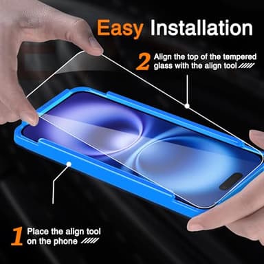 Wiaocit 3 Pack Tempered Glass Screen Protector for iPhone 16 with 3 Pack Camera Lens Protector, 9H Hardness, Bubble Free, Case Friendly - Image 2