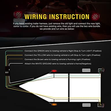 Nilight LED Trailer Light Kit Square Stop Turn Tail Red Amber Side Marker lights Third Brake ID Bar for 12V Utility Boat Camper RV Trucks Marine Snowmobile - Image 5