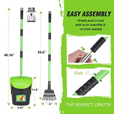 MXF Pooper Scooper Swivel Bin & Rake Kit with 20 Waste Bags, 36.6" Long Handle Adjustable Portable Non-Breakable Dog Pooper Scooper for Large Medium Small Dogs, Poop Scooper for Lawn Yard Dog Kennel - Image 7