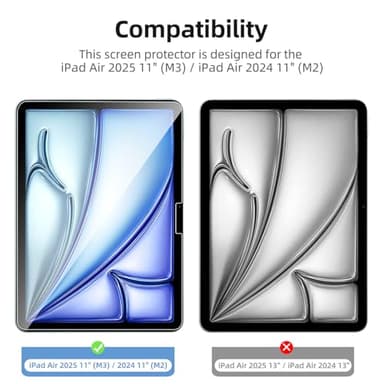 NEW'C 2 Pack Designed for iPad Air 2025 11 inches (M3), iPad Air 2024 11 inches (M2) Screen Protector Tempered Glass, Bubble Free, Ultra Resistant - Image 2