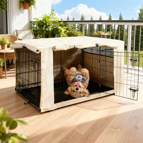 HiCaptain Dog Crate Cover 24.0" L x 18.0" W x 20.0" H with Breathable Mesh, Durable Heavy Duty Kennel Cover, Dual Zippered Panels, Windproof Waterproof UV-Resistant(Beige) - Image 1