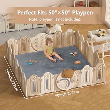 Huloo Sleep Baby Play Mat for Floor,1.3" Thick Elasti-Foam 50"×50" Playpen Mat for Tummy Time,Water Repellent Soft Coral Velvet for Toddler,Infant,Kids,Non-Slip Backing Safe for Crawling(Dark Grey) - Image 5