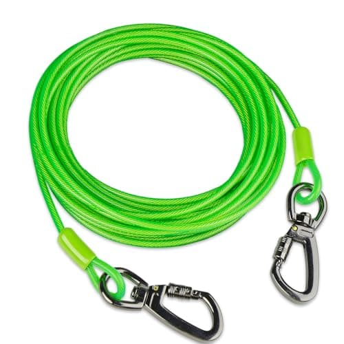 Dog tie Out Cable, 10/20/25/30/50/70/100 feet, Suitable for Dogs up to 350 pounds, Dog Cable with Swivel Buckle, Lightweight, Non-Winding, for Outdoor Camping, Yard Dog Cable (Green, 100FT) - Image 1