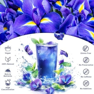 Butterfly Pea Flower Powder - 3 oz All Natural Butterfly Pea Flower Tea, Bright Blue and Purple Food Coloring Butterfly Pea Powder for Ice Cream, Popsicle, Cocktail, Smoothies, Coffee, Milk, Bakery - 85g - Image 2