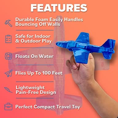 Airplane Toy Foam Airplanes for Kids - Best Stocking Stuffers for Boys & Girls - Easy Throwing Air Planes - Gift Idea Toy Games - Styrofoam Plane Glider - Great Gifts for Ages 4 5 6 7 8 9+ Year Old - Image 4