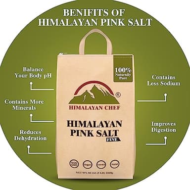 Himalayan Chef Pink Himalayan Salt, 5 lbs Bag, Fine Grain, Unrefined and Unprocessed Natural Rock Salt, Vegan & Kosher Certified, Non-GMO, Cruelty-free - Image 5