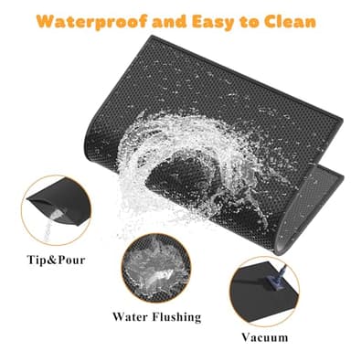 Pieviev 2 Packs Cat Litter Mat Double Layer Waterproof Urine Proof Trapping Mat (30''X24'', Black) - Image 7