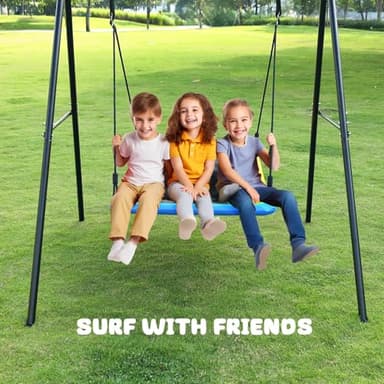 Trekassy Swing Sets for Backyard, 440lbs Heavy Duty A-Frame Metal Stand with 60" Large Platform Swing for Outdoor Playground Park - Image 8