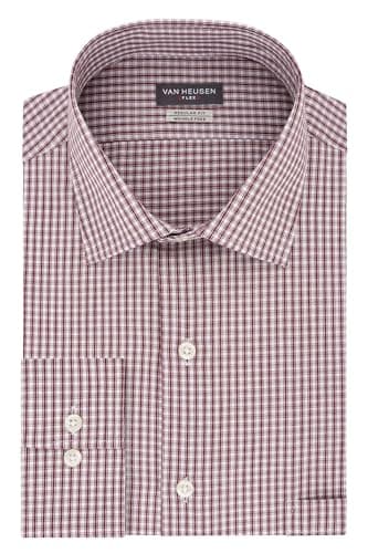Van Heusen Men's Dress Shirt Regular Fit Flex Collar Check, Port, 16" Neck 32"-33" Sleeve - Image 1