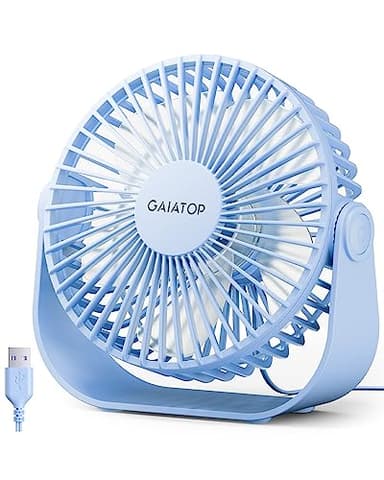 Gaiatop USB Desk Fan, 3 Speeds Strong Airflow, 5.5 Inch Portable 90° Rotate Quiet Cooling, Small Personal Table Fans for Bedroom Home Office Travel Blue - Image 1