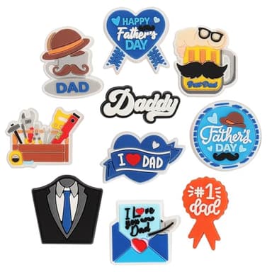 mortd 10 Pack Father's Day Shoe Charms Decoration, I LOVE DAD Charms for Shoes Bracelets, PVC Shoe Decoration Accessories for Father's Day Party Supplies Dad Birthday Gifts - Image 7