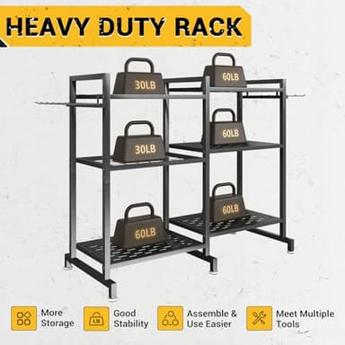 SOYEEZE Garden Tool Organizer, Yard Tool Rack for Garage Organization and Storage, Garden Tool Holder, Up to 35 Tools/Rakes/Brooms/shovel for Shed, Workshop, Outdoor, Black - Image 6