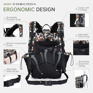 COSCOOA 50L Military Tactical Backpack for Men,Water Resistant Day Backpack Molle Army 3 Days Assault Pack Bug Out Bag,Heavy Duty Hiking Treeking Gym Rucksack - Image 3