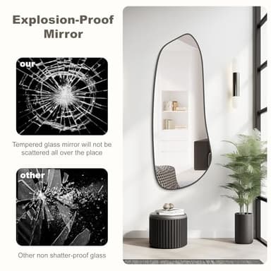 WallBeyond Irregular Wall Mirror, Asymmetrical Mirror Wall Mounted with Black Framed for Living Room, Bathroom, Bedroom, Entryway Wall Decor, 46"×18", Black - Image 7