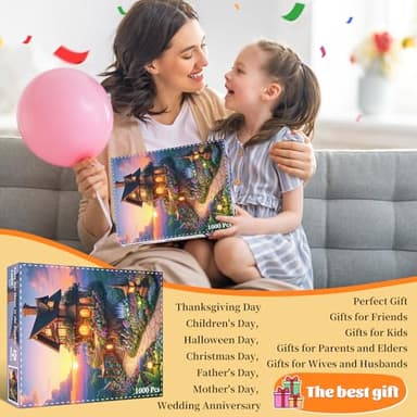 TangMosaic Puzzles for Adults 1000 Pieces, Jigsaw Puzzles Challenging Night Game, Fairytale House Puzzles Interlock Perfectly No Dust for House Decoration, Birthday Party Holiday Toy for Parents Kids - Image 5