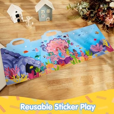 JOYIN Mermaid Dress-Up Reusable Sticker Book for Toddlers, 3D Sticker Books for Kids 3 4 5, Travel Essentials, Airplane Activity Toys, Crafts Gifts, Birthday Gifts - Image 2