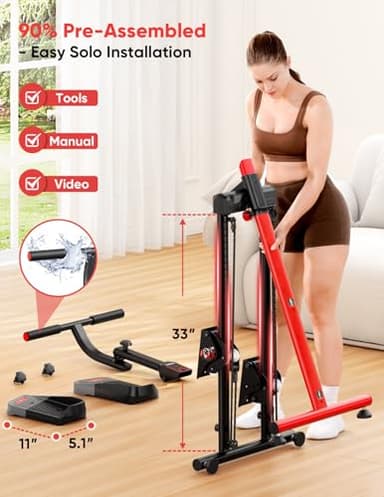 YOLEO Steppers for Exercise at Home,Adjustable Stair Stepper with 3 Workout Modes,Folding Cardio Stair Master with Adjustable Handlebar&Oversized Pedal,90% Pre-Assembled Stair Climber (Red-Black) - Image 8