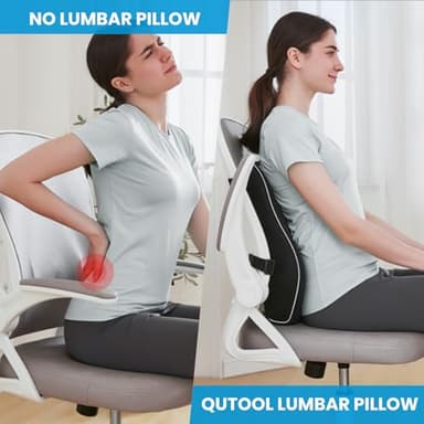 Lumbar Support Pillow for Office Chair, Office Home Essentials,Stocking Stuffers,Back Support Pillow for Car, Chair Cushions,Back Pain Relief Improve Posture,Mesh Cover Double Adjustable Straps - Image 4