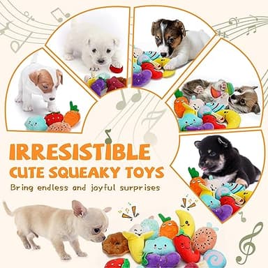 QTwoof Charming Chorus 20-Pack Squeaky Dog Toys Set - Included 4 Dog Bags, Plush Puppy Toys with Irresistibly Cute Characters for Small Dogs, Interactive Dog Squeak Toys for Fun&Teeth Cleaning - Image 6