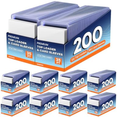 2000 Card Sleeves Top Loaders for Cards, 3" x 4" Hard Plastic Toploaders, Baseball Card Protectors, Trading Card Holder for Football Sports Cards (1000 Toploaders + 1000 Penny Sleeves) - Image 1